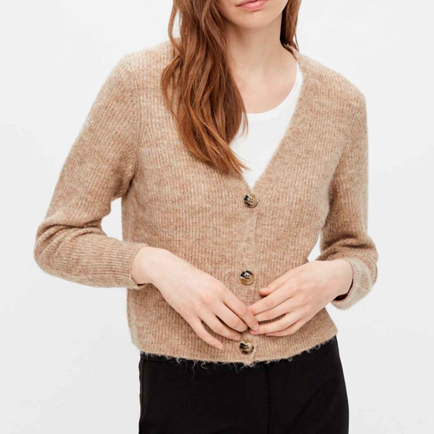 PIECES - CARDIGAN - ELLEN - SILVER MINK