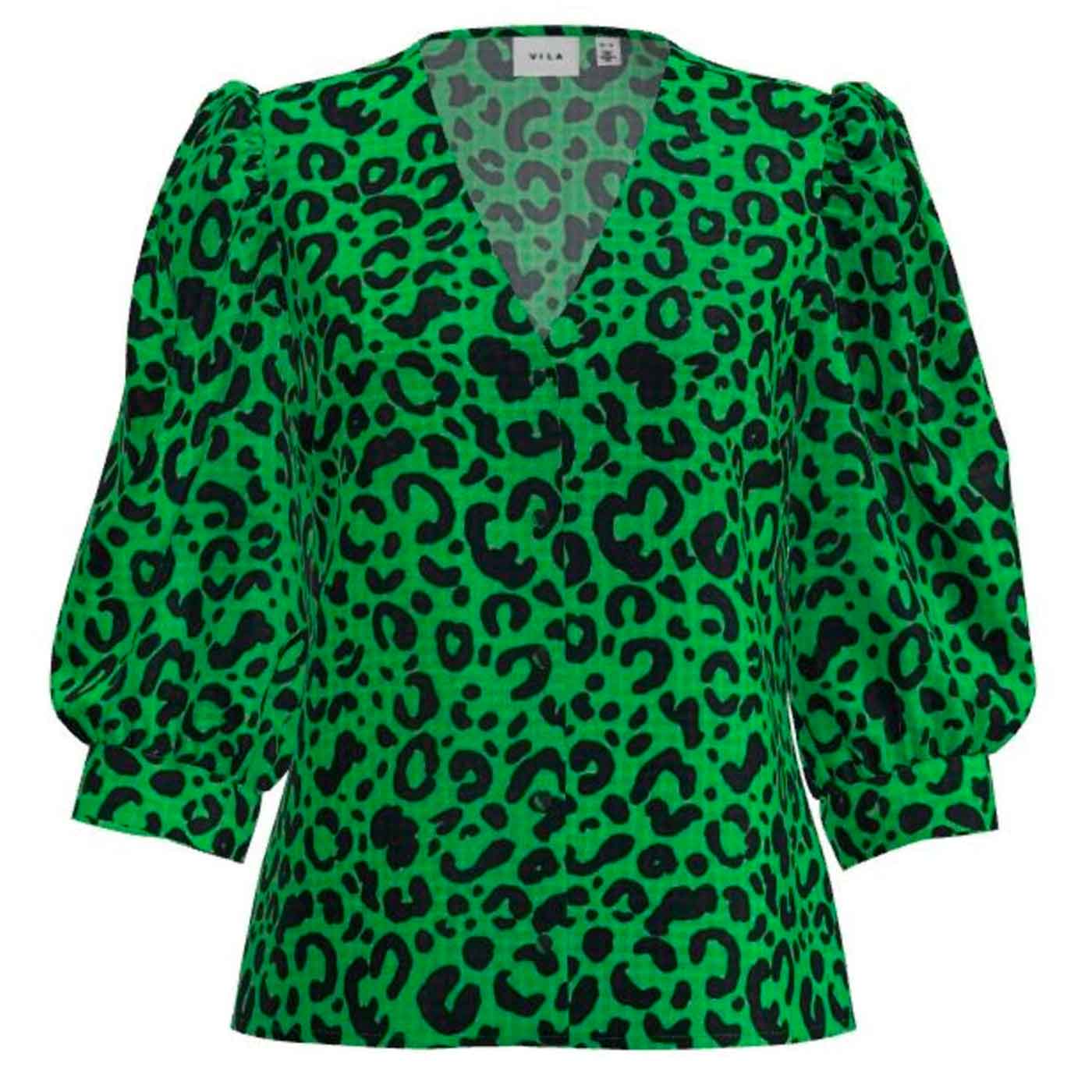 VILA - BLUSE - RAVNA 14084747 - KELLY GREEN LEO